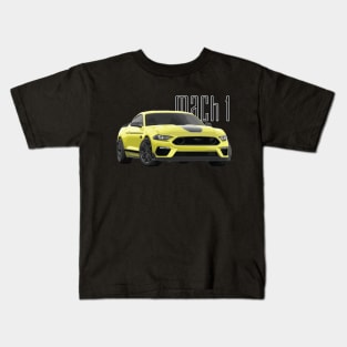 MACH 1 Mustang GT 5.0L V8 Performance Car Yellow Kids T-Shirt